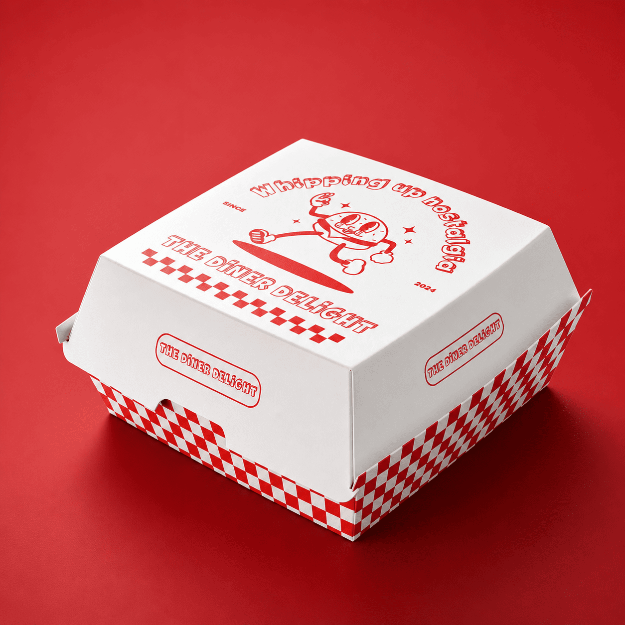 Custom burger boxes branded for a brand activation pop-up at an Australian music festival