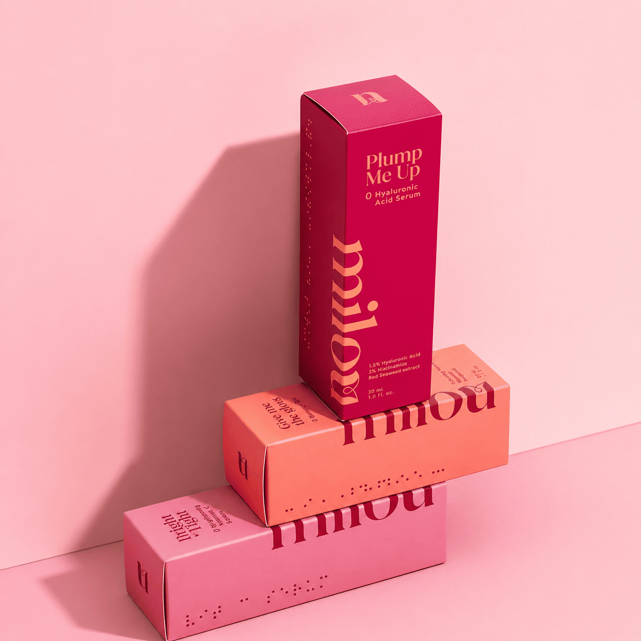 Bespoke packaging solution showing dieline, printed sample and finished retail box for a first-time buyer