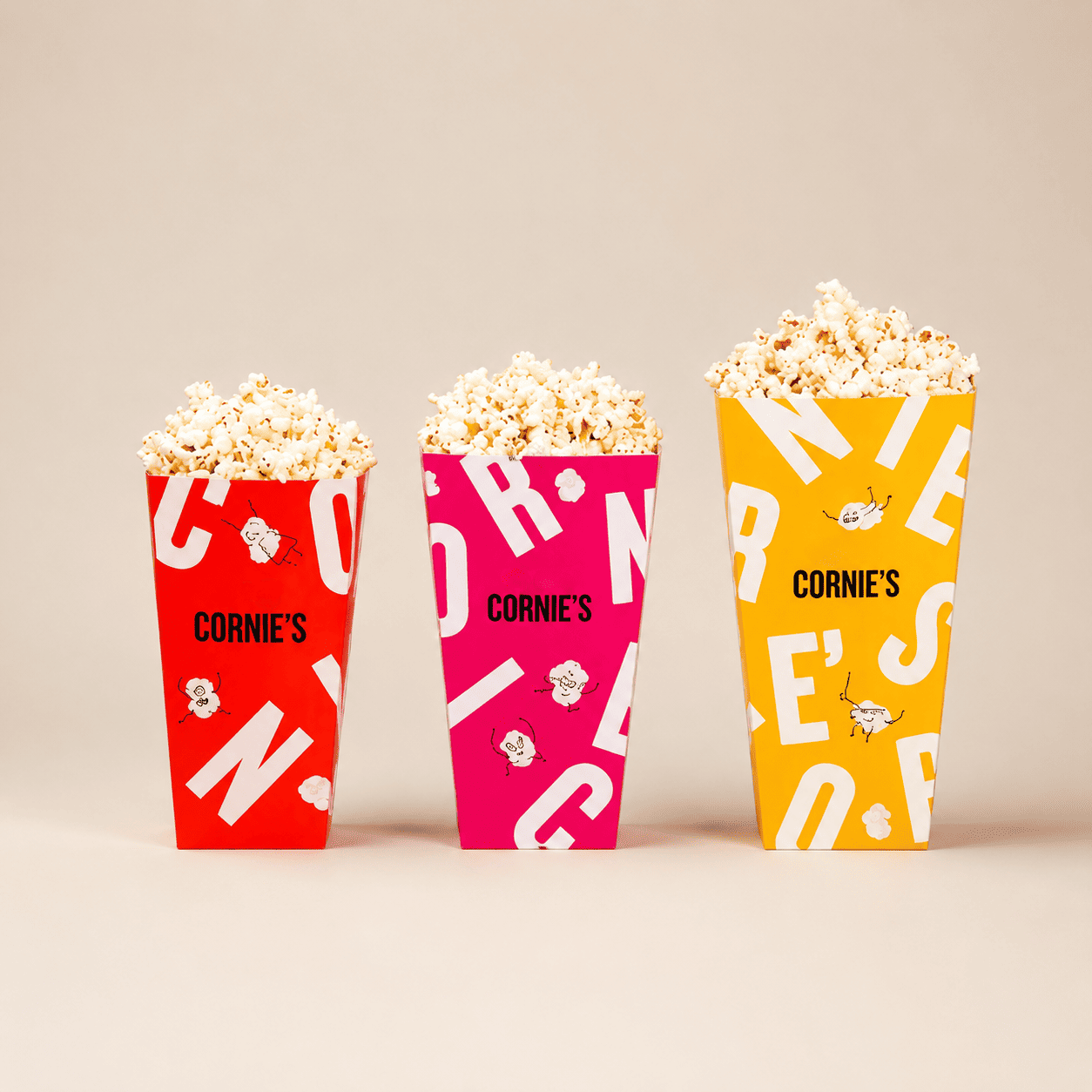 Personalised popcorn boxes with custom printed artwork for Melbourne events