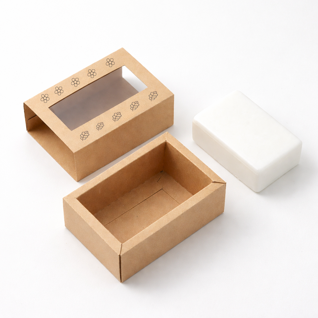 Eco friendly sliding soap boxes with kraft finish and custom printing